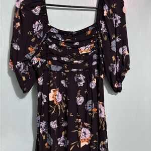 Maurices Black Floral Long Sleeve Dress